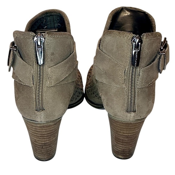 VINCE CAMUTO Palmina Perforated Suede Ankle Boots Booties Tan / Shady Grey Sz 6 - Picture 8 of 10